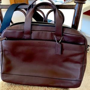 Coach Brown Leather Briefcase. New!